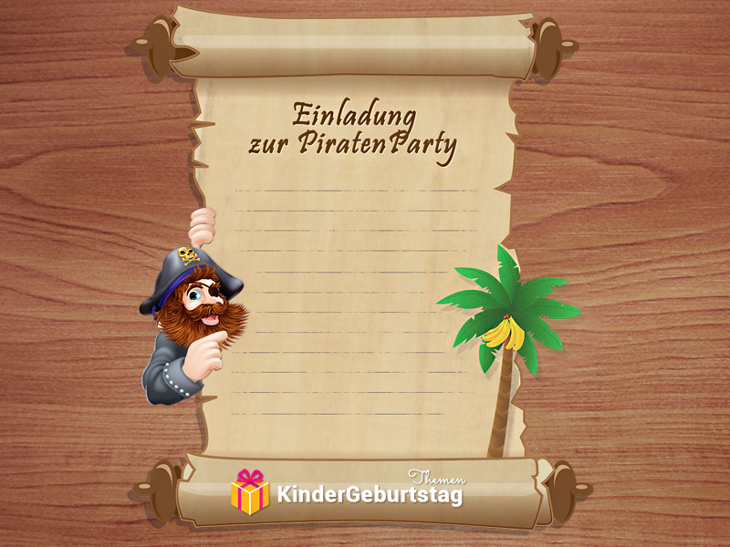 12 Einladungskarten incl 12 Umschläge zum 4 Kindergeburtstag Jungen Mädchen Pirat Piraten-Party