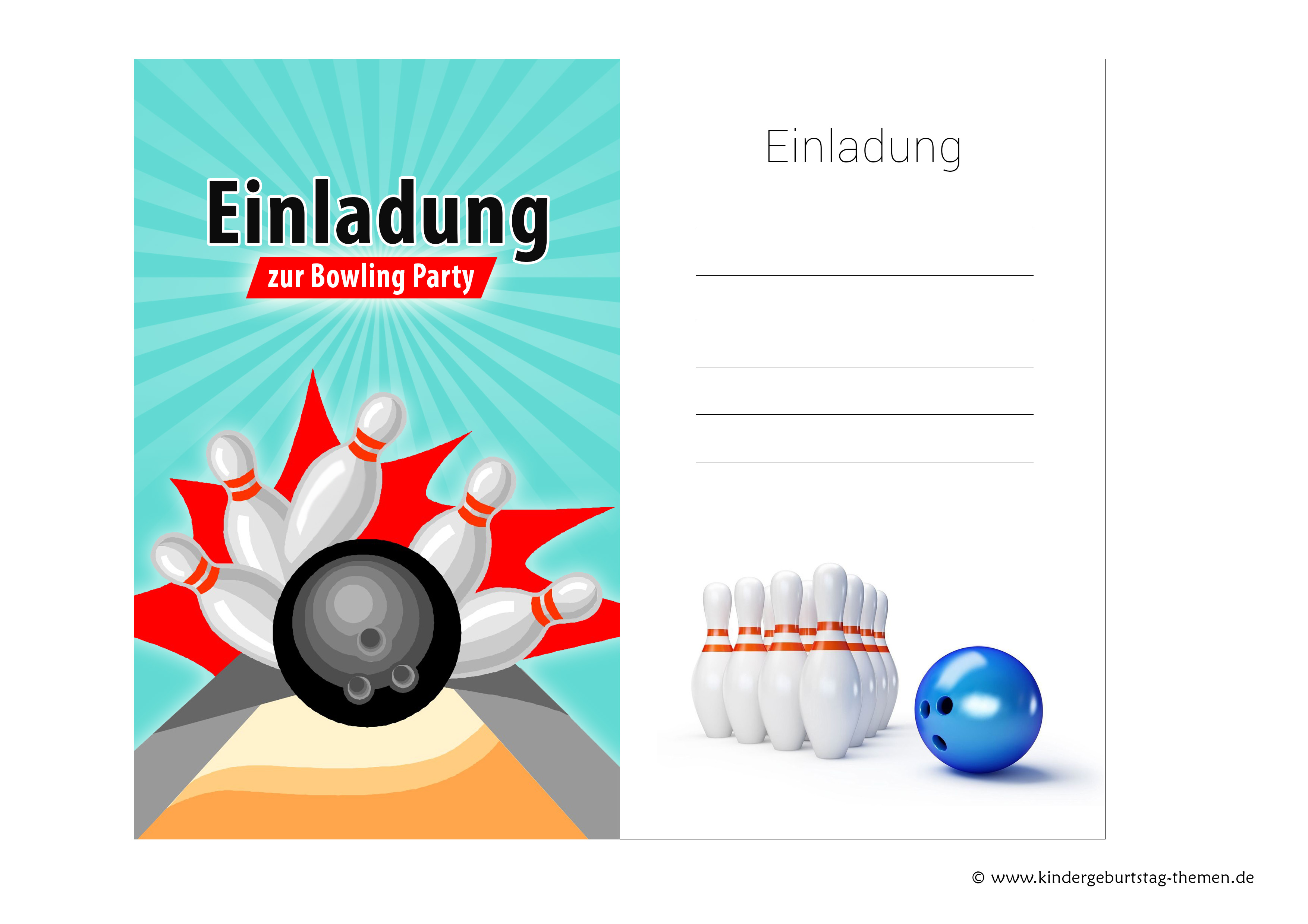 Einladungen geburtstag kostenlos ausdrucken bowling