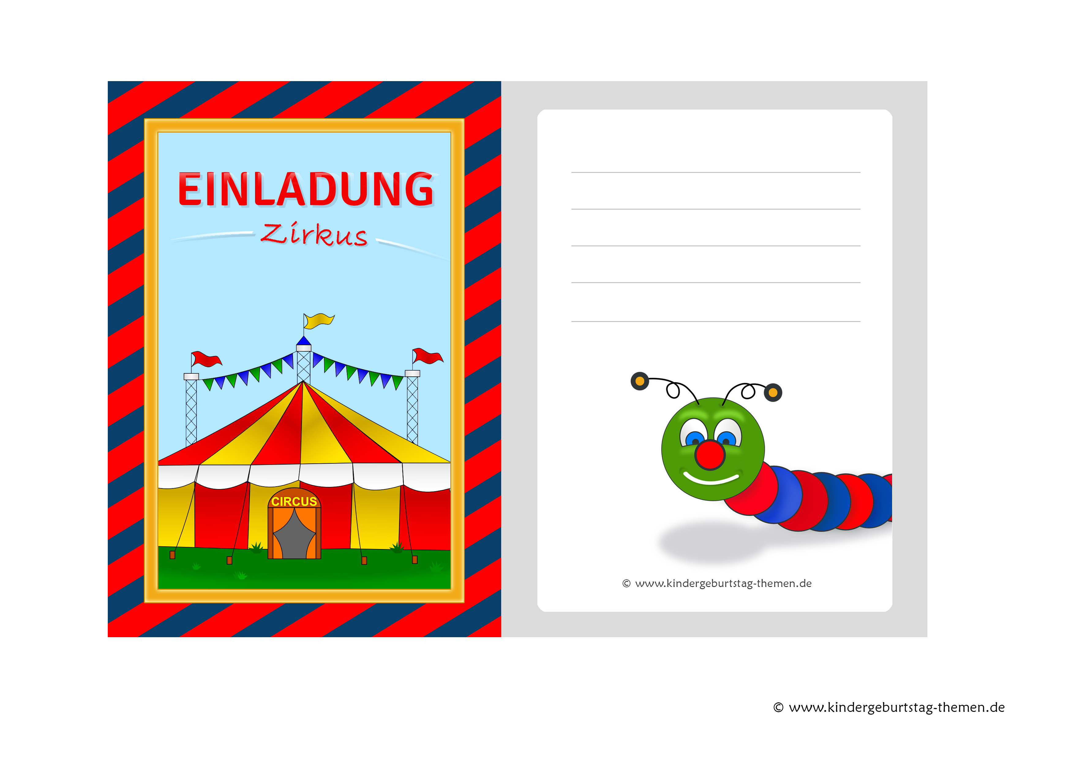 16 Einladungskarten Kindergeburtstag Geburtstagseinladung Zirkus Party Ausfüllen 