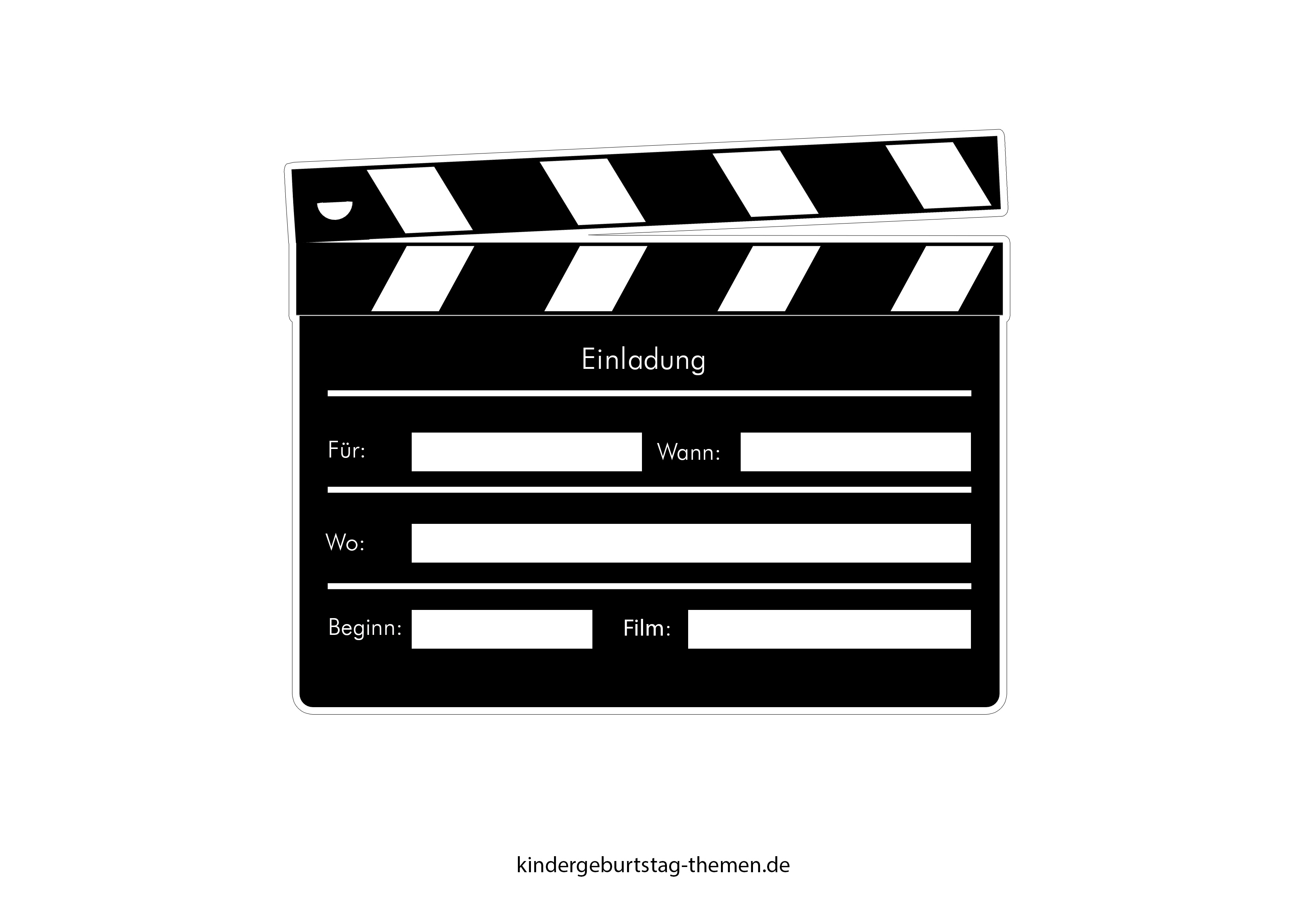 Kino Einladung Druckvorlage Fur Popcorn Karte Und Filmklappe