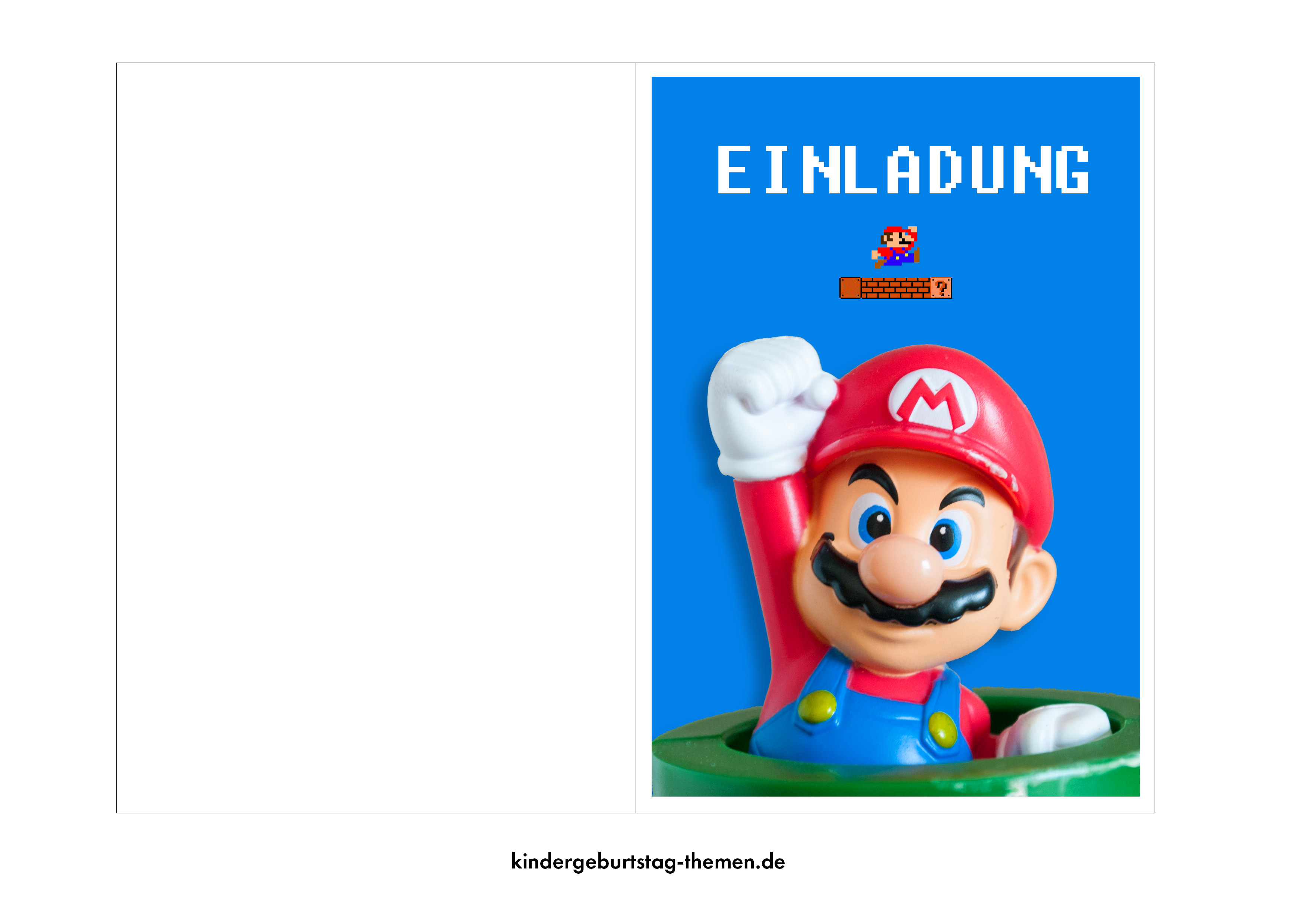6 Umschläge Kindergeburtstag T6 Super Mario  Einladungskarten 6er Set 