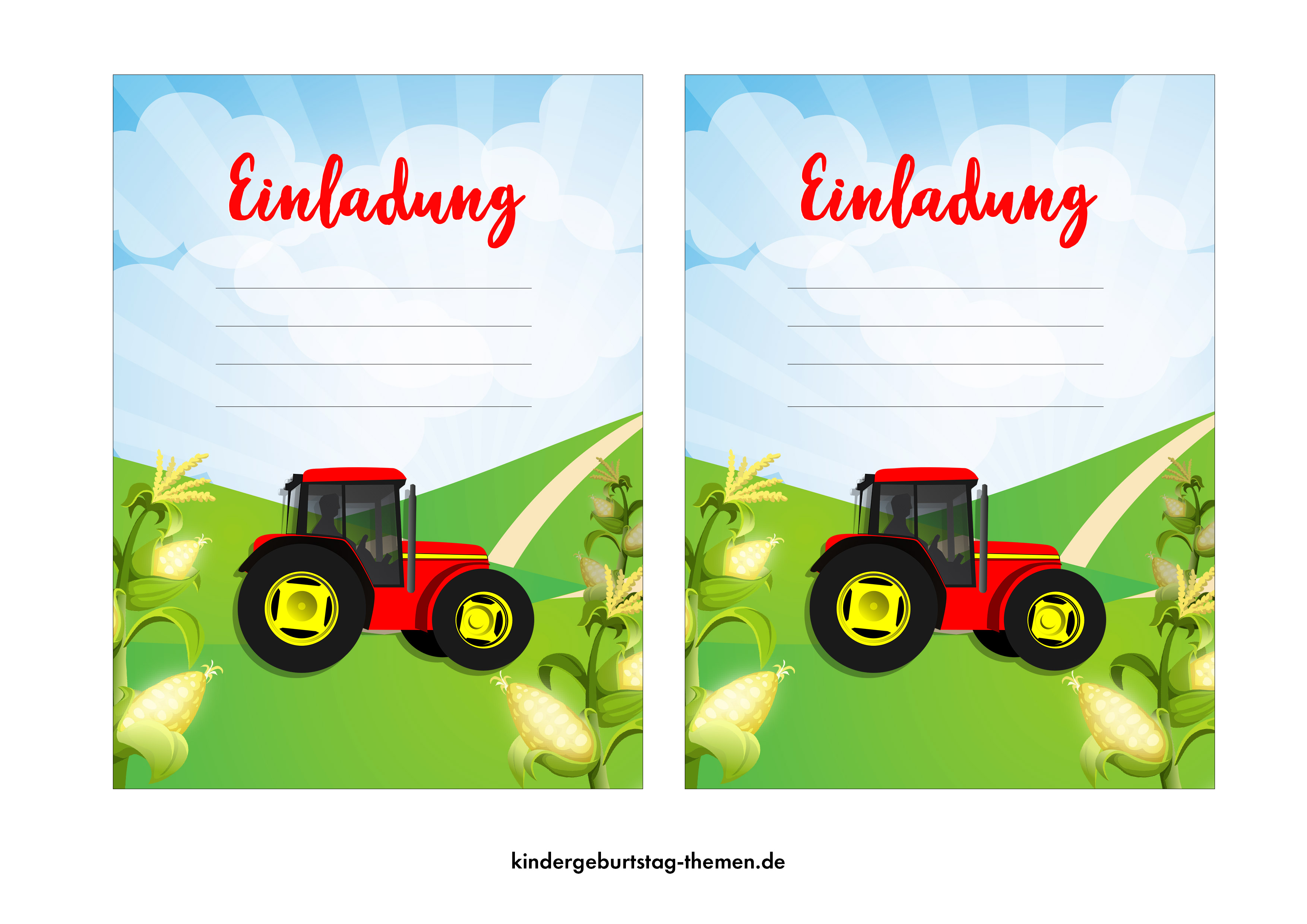 einladungskarten traktor kostenlos ausdrucken vorlagen