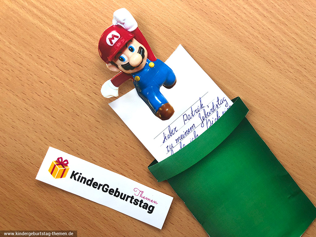 6 Umschläge Kindergeburtstag T10 Super Mario  Einladungskarten 6er Set 