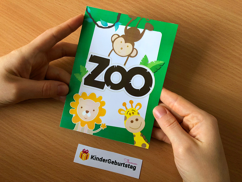 Kindergeburtstag im Zoo - Einladung zum selbst Basteln