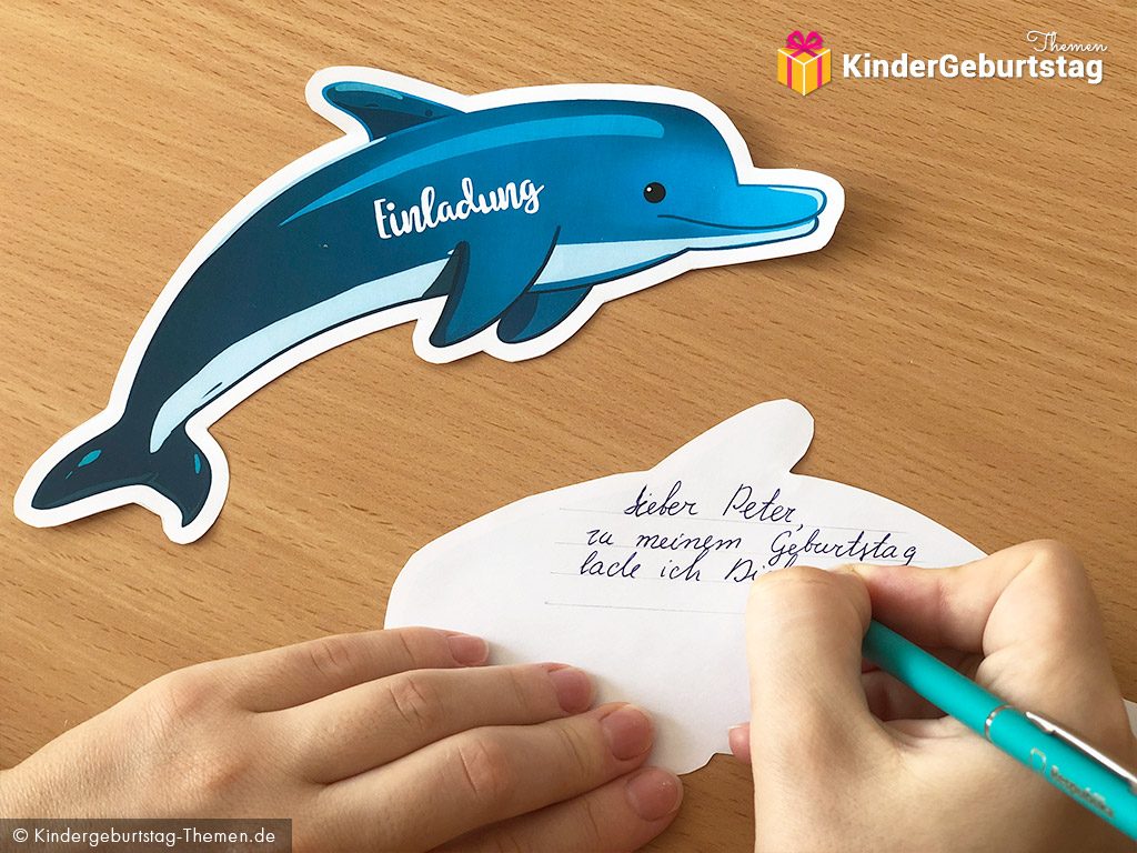Printable Einladungskarten für den Delfin-Kindergeburtstag