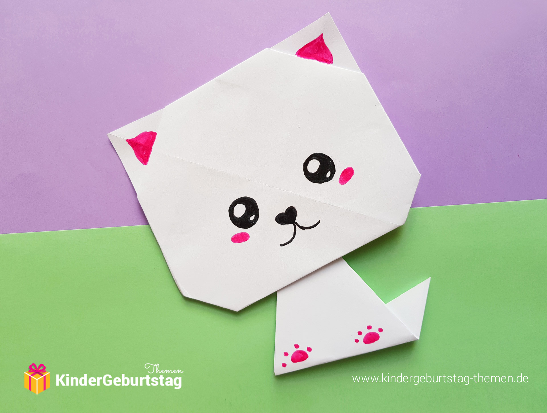 Origami Katze basteln mit Papier