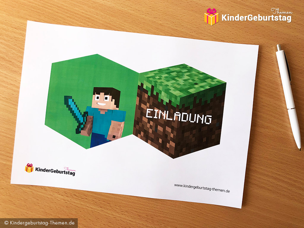 Vorlage für Lego Minecraft Einladung drucken
