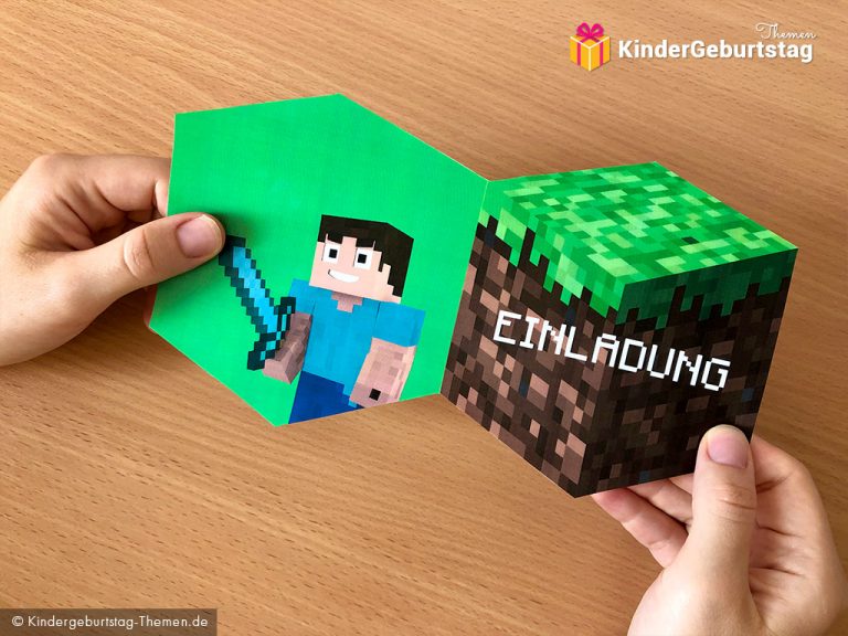 Minecraft Einladungskarten: Vorlage zum Ausdrucken